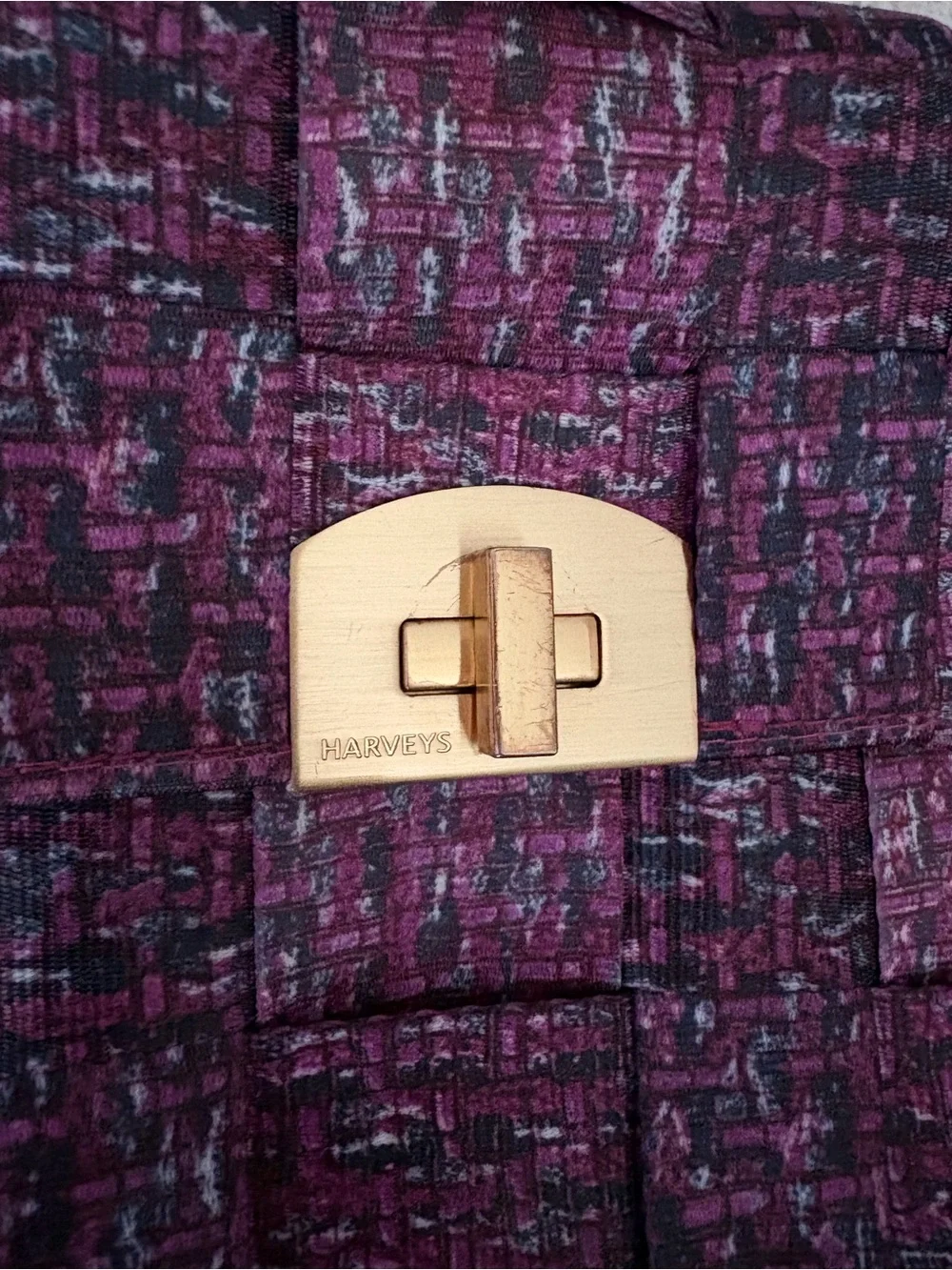 Plum Quilted Tweed Crossbody Bag with Gold-Tone Chain Strap